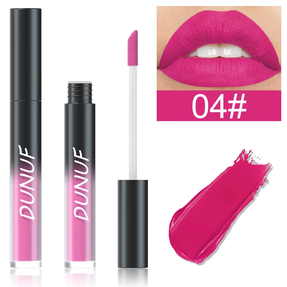 DUNUF Matte Lip Gloss – 32 Colors, Long-Lasting & Moisturizing