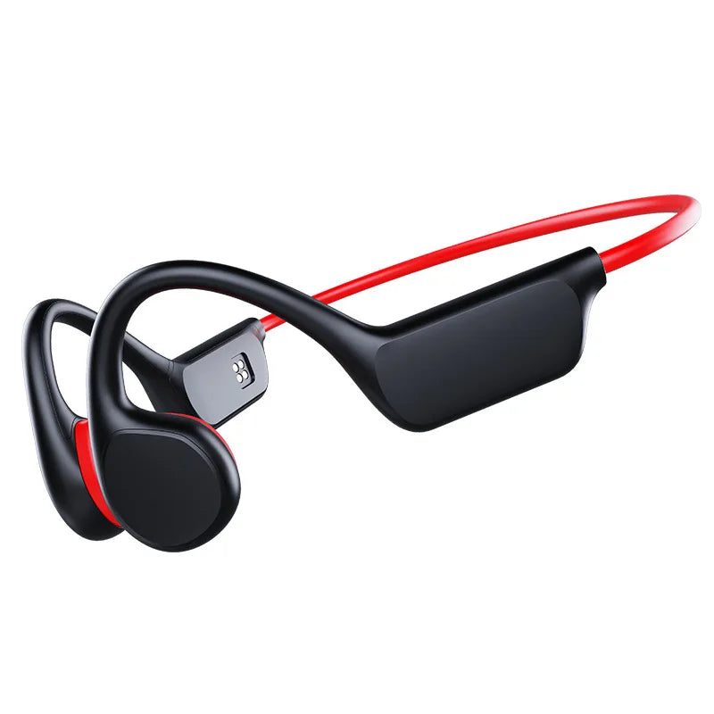 True Bone Conduction Headphones IPX8 Waterproof 32GB MP3 Professional Swimming Headset For Swimming Sports Run Music Surfing Oasis Select Black Red