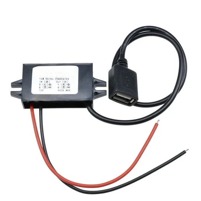 Car Power Step Down Buck Converter Power Supply Male Female Micro USB Adapter Auto Protection DC-DC 12V to 5V 3A 15W Oasis Select Single Square USB 12V 5V