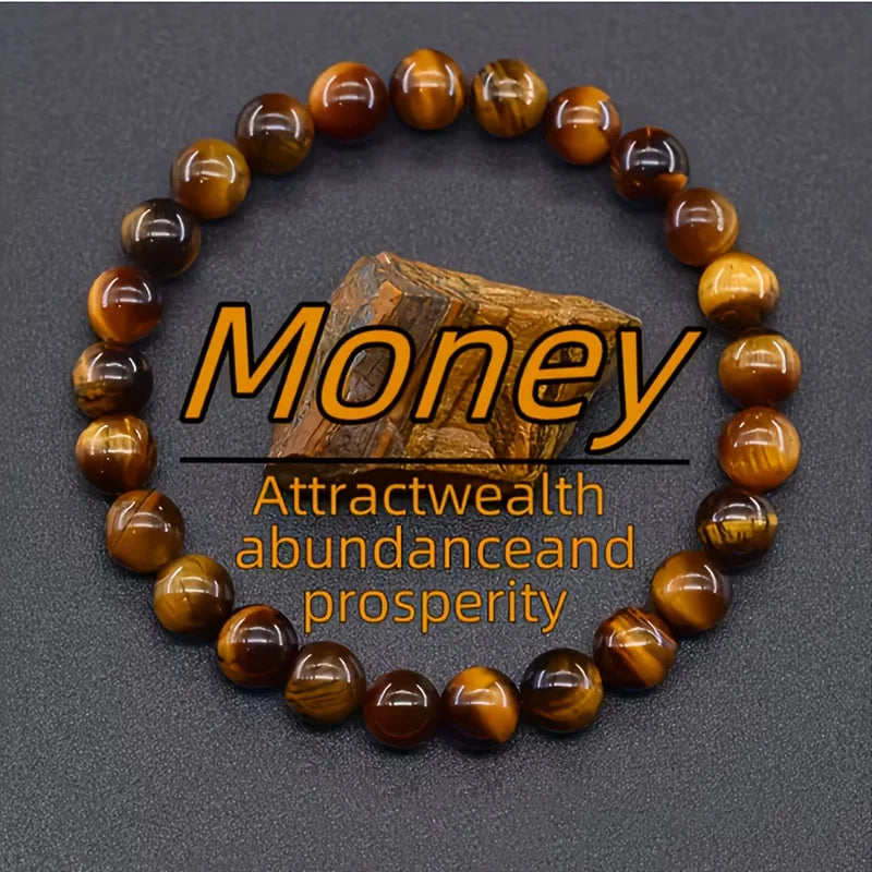 Tiger Eye Lucky Bracelet Set of 2 8Mm Bracelet Attracts Wealth and Prosperity Suitable for Everyday Wear and Special Occasions Oasis Select