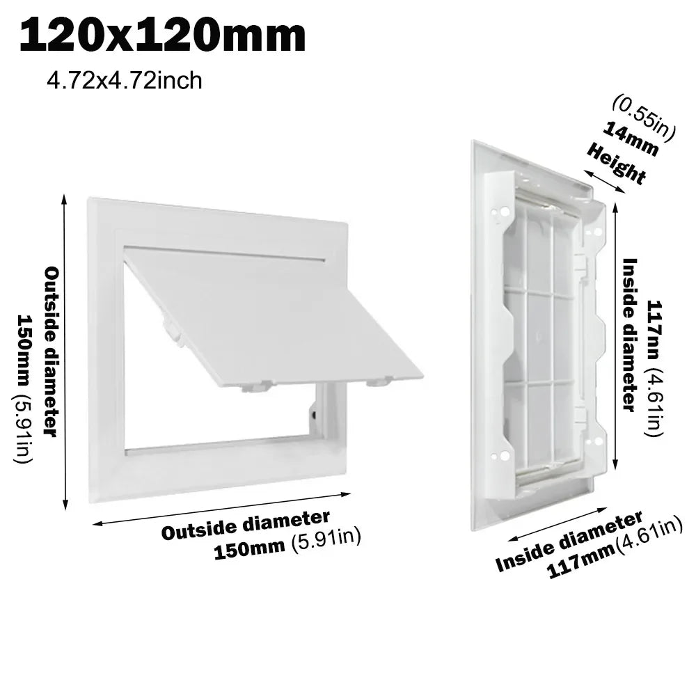 Removable White Plastic Access Panel Door Opening Flap Cover Plate Inspection Hole ABS Access Hatch Cover Wall Access Doors Oasis Select 120x120mm