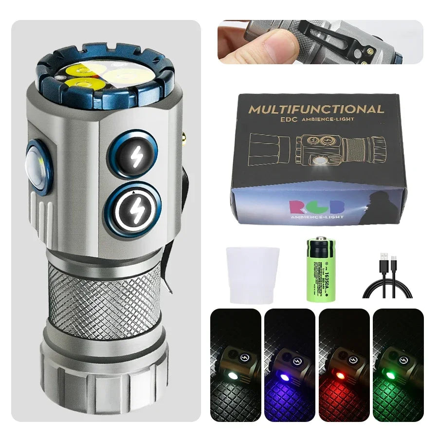 Strong LED Long Range Flashlight Portable Outdoor Camping Multi Functional Side Lights Super Bright Clip Cap Small Flashlight Oasis Select With Battery