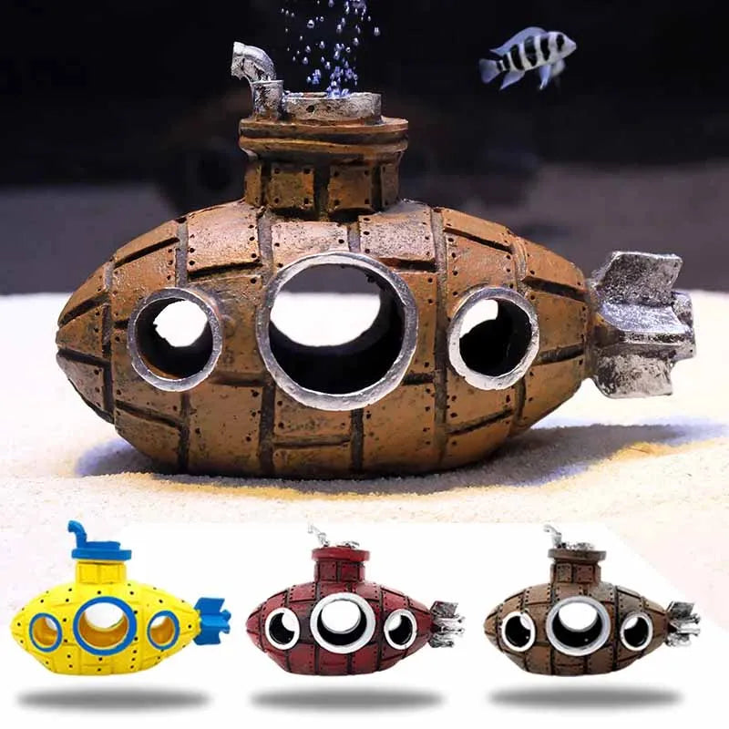 Resin Submarine Ornaments Aquarium Fish Tank Decoration Fish Shrimp Shelter Cave Landscaping Accessories for Aquarium Fish Tank Oasis Select