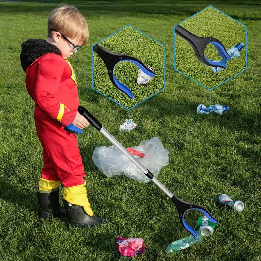 360° Rotatable Trash Picker Foldable Litter Grabber Stick Long Reach Extension Arm Portable Pick Up Tool Outdoor Garden Cleaning Oasis Select