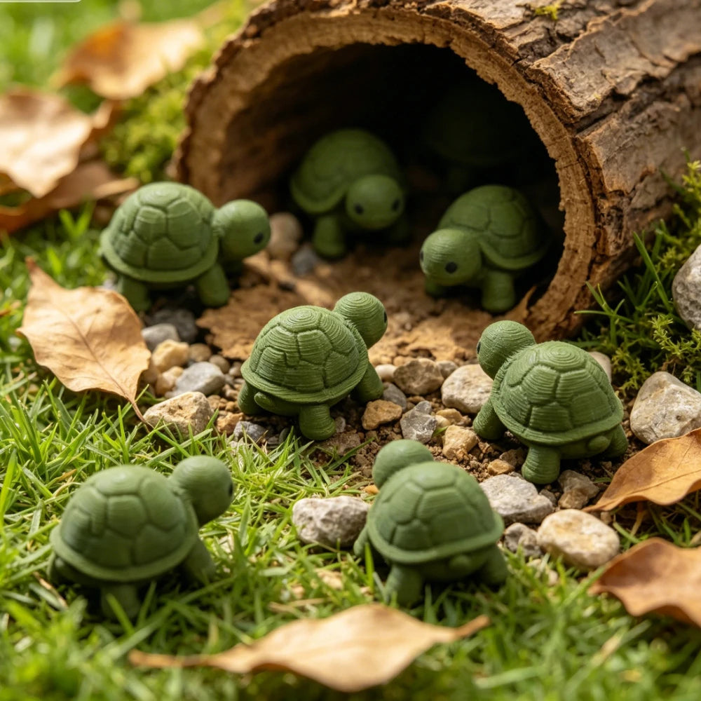 5Pcs Mini Tiny Turtle Figurine Set 3D Printing Hide Seek Micro Tortoise Ornament for Bonsai Decor Desk Prank Toy Dollhouse Decor Oasis Select
