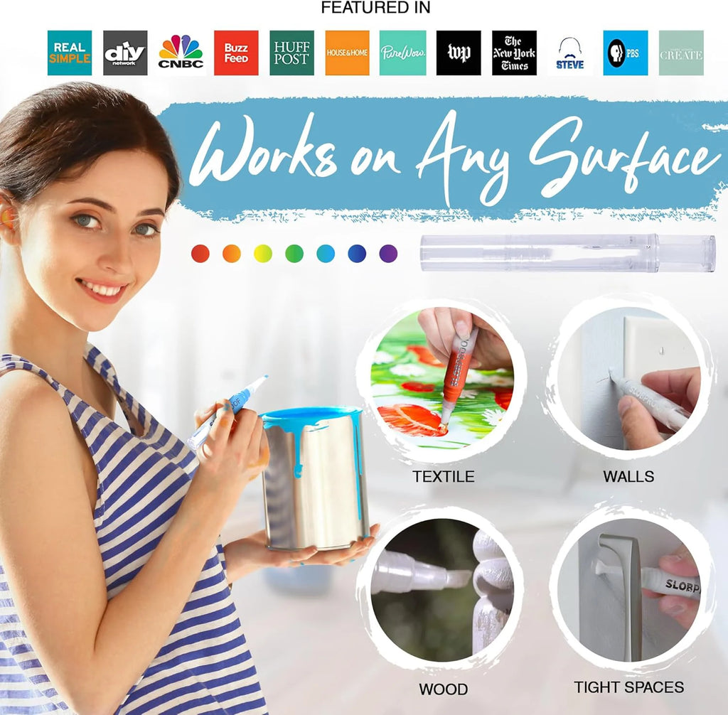 3pcs Touch-Up Paint Pen Refillable Paint Brush Pens Touch-Up Paint Pens for Walls, Window, Wood Fillable Paint W/Any Paint Types Oasis Select