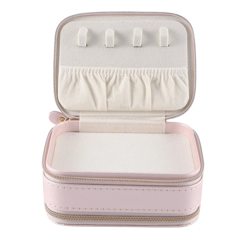 Portable Jewelry Storage Box Organizer Display Travel Jewelry Zipper Case Box Earrings Necklace Rings Jewelry Box Oasis Select
