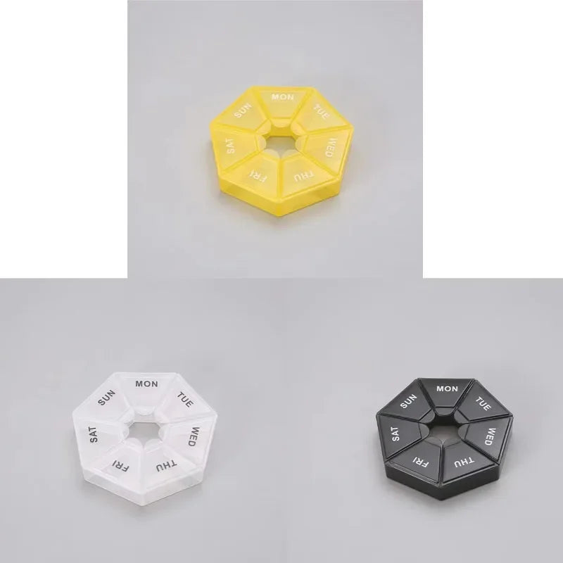 1 2 Week 7 Corners Pill Box Round Boxes One Small Mini Days Portable
