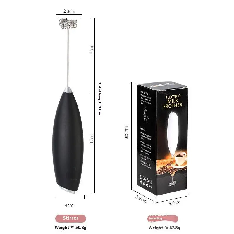 Wireless Electric Handheld Egg Beater And Milk Frother Mini Whisk Mixer for Coffee And Cappuccino Household Use - 1Pcs Oasis Select Black