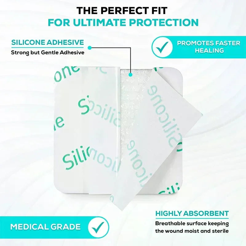 Borderless Foam Dressing Waterproof And High Absorbency Square Shaped Wound Care Bandage Silicone Foam Pad For First Aid Oasis Select
