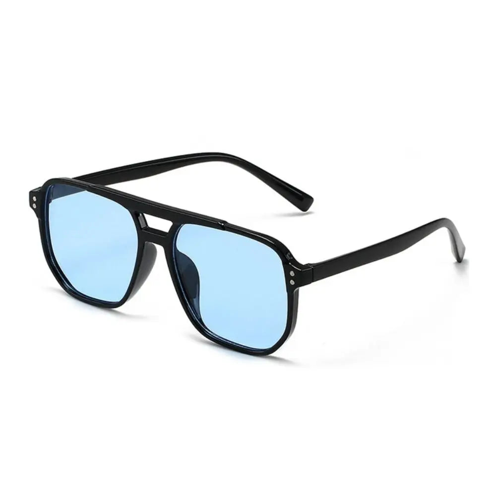 Punk Square Frame Sunglasses Anti-UV Travel Accessories Black Shades Glasses Beach Eye Protection Retro Sunglasses for women men Oasis Select blue