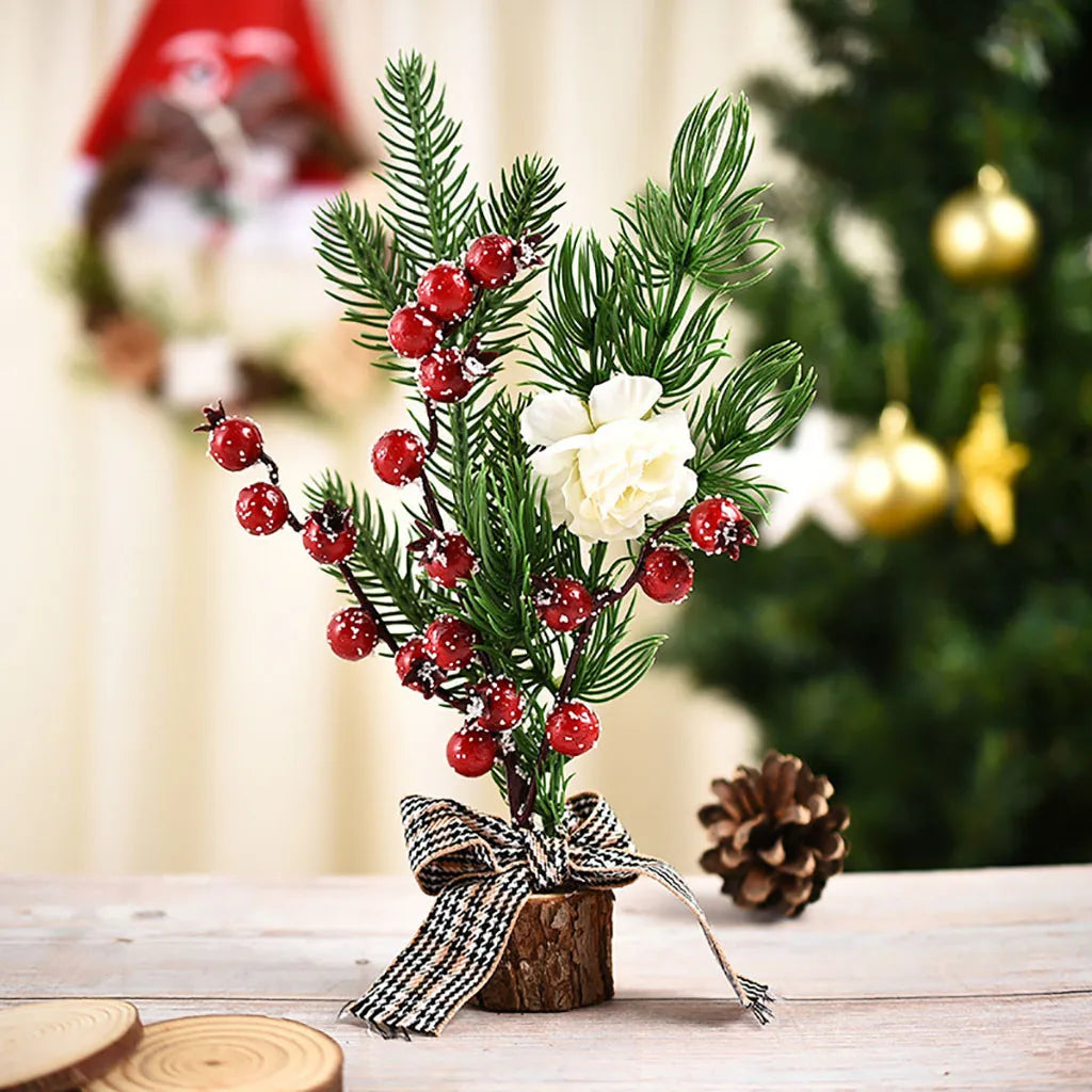 Mini Artificial Christmas Tree – Tabletop Decor, Berries & Pine Cones Tabletop Christmas Tree Oasis Select 35cm Beige