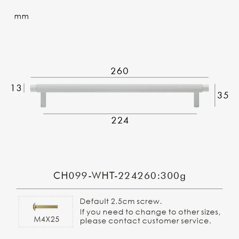 Solid Brass Linear Cabinet Handle Drawer Tbar Cabinet Door Pull White Matte Gold Bronze Available Many Size Opation Oasis Select CH099-WHT-224260