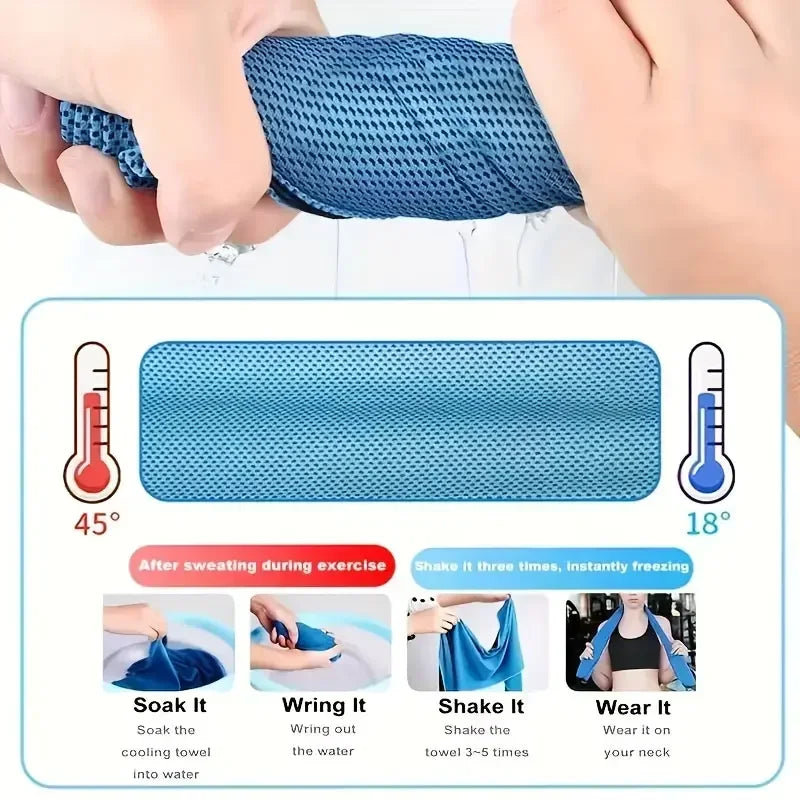 10PCS Portable Mini Silica Gel Set Cold Towel Polyester Fiber Outdoor Cooling Towel Fitness sports gym Run quick Dry Cool Towel Oasis Select