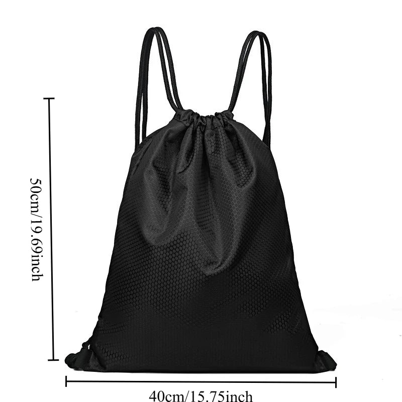 1pcs Waterproof Outdoor Sports Backpack Drawstring Bag for Marathon Events Double Shoulder Football and Basketball Bag Oasis Select Black large