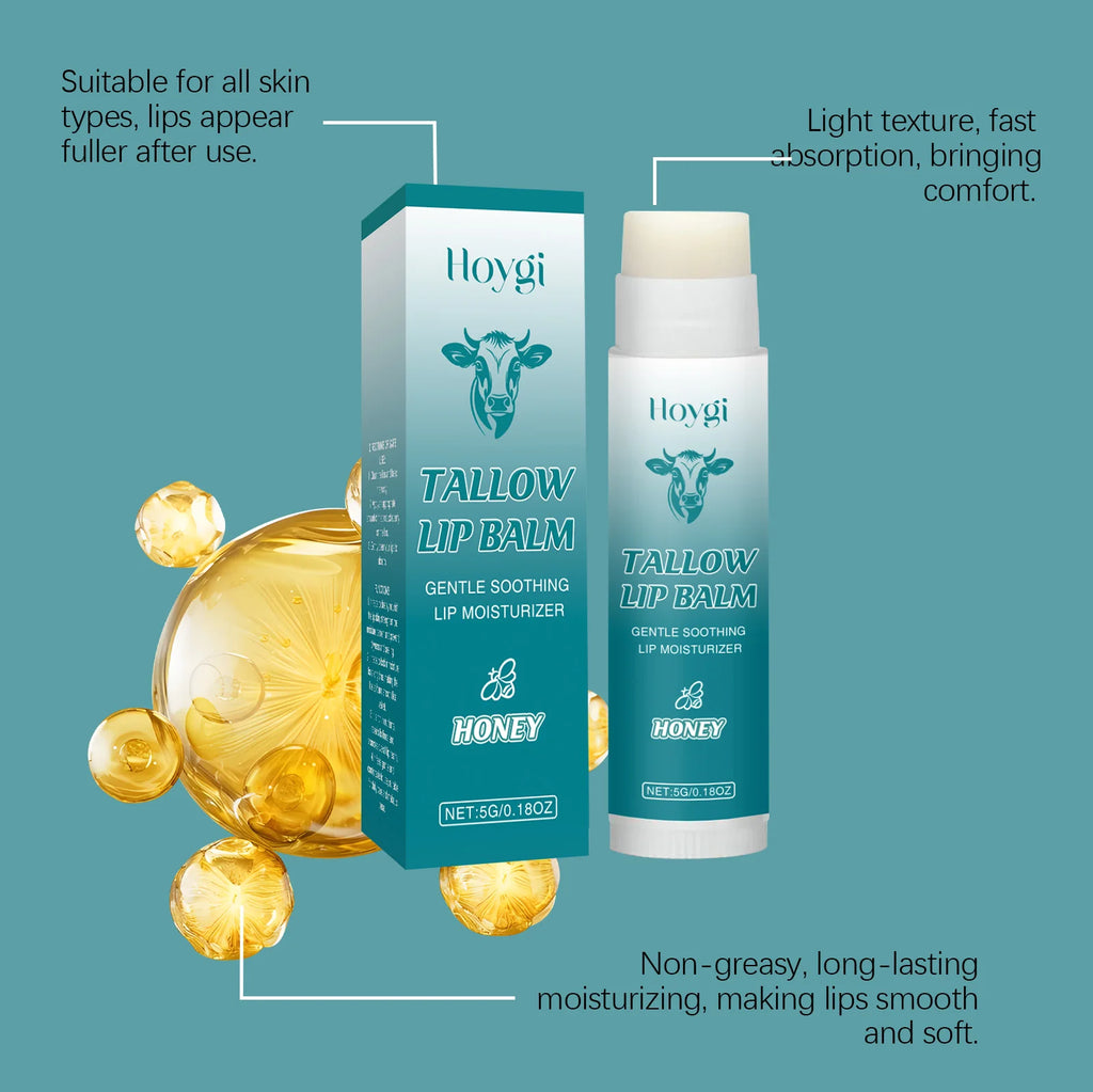 Tallow Lip Balm Deep Moisturizing Removes Dead Skin Gentle Soothing Lip Fades Lip Lines Smoothing Plumps Lips Care Oasis Select