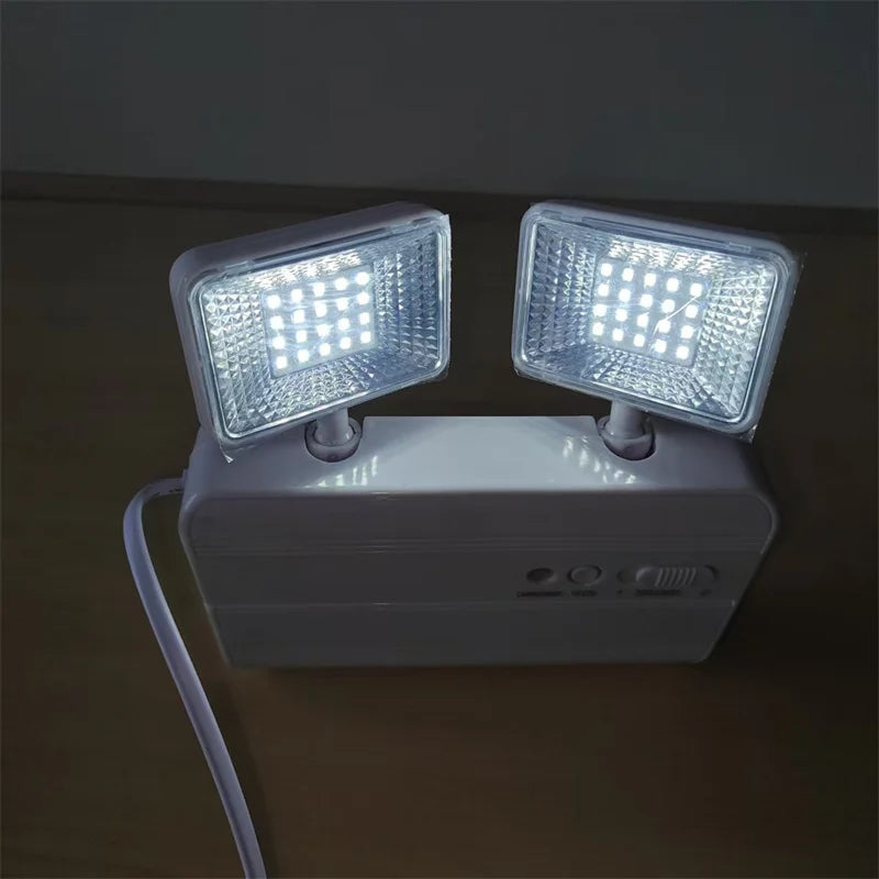 360° Dual-Head LED Emergency Light | Auto-On, Rechargeable
