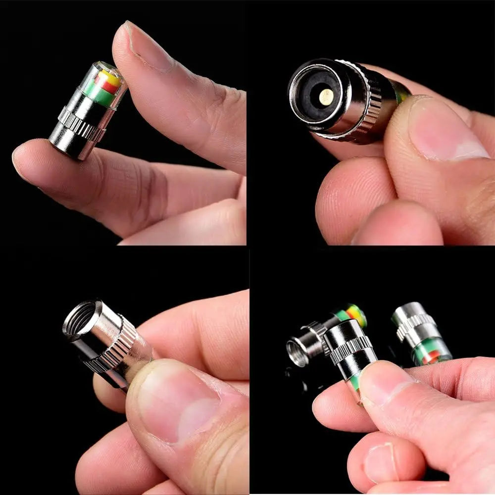 4Pcs 2.2Bar 32-to-35 PSI Car Tire Pressure Monitor Valve Stem Caps 2.4Bar 36PSI Sensor Indicator Easy to Read 3 Color Eye Alert Oasis Select