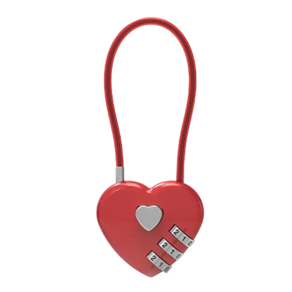 Valentine's Day Heart Style Love Password Lock 3 Digit Password Password Code Padlock Padlock Schoolbag Oasis Select red