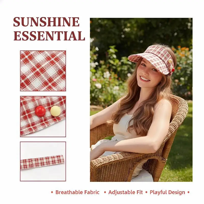 zomer pet dames Plaid Empty Top Sun Visor Hat Women uv차단 шляпа женская от солнца Gorros para el sol de mujer Adjustable Cap Oasis Select