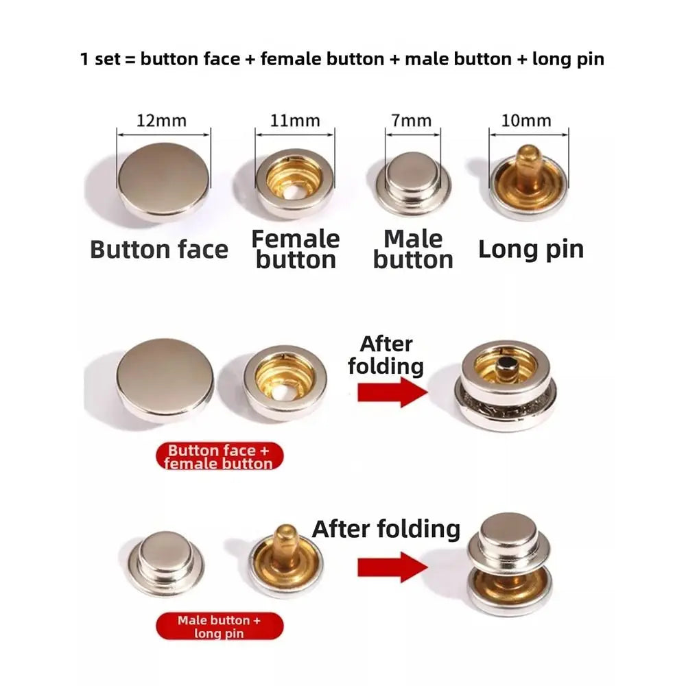6Pcs/Set New Solid Metal Buttons Fasteners Button Easy To Use Snap Button Round Shape No Sewing Buttons Sewing Accessories Oasis Select