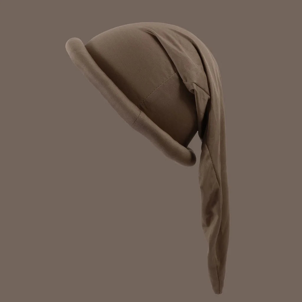 Solid Color Long Tail Hat Lightweight Elastic Cosplay Hat Christmas Costume Cap High Elasticity Holiday Costume Hat For Theme Oasis Select Brown