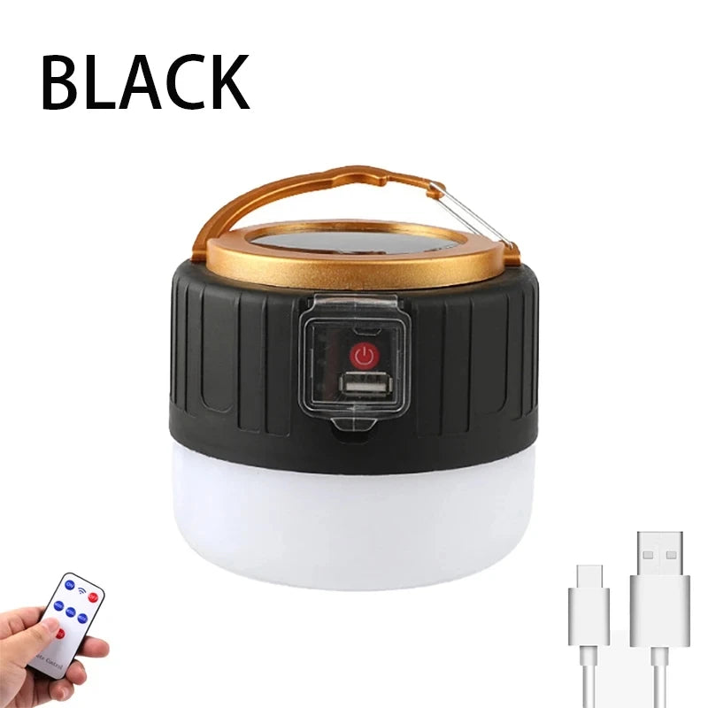 Powerful USB Rechargeable LED Camping Lights Built-in Battery Outdoor Camping BBQ Tents Hanging Lantern Emergency Power Bank Oasis Select BLACK