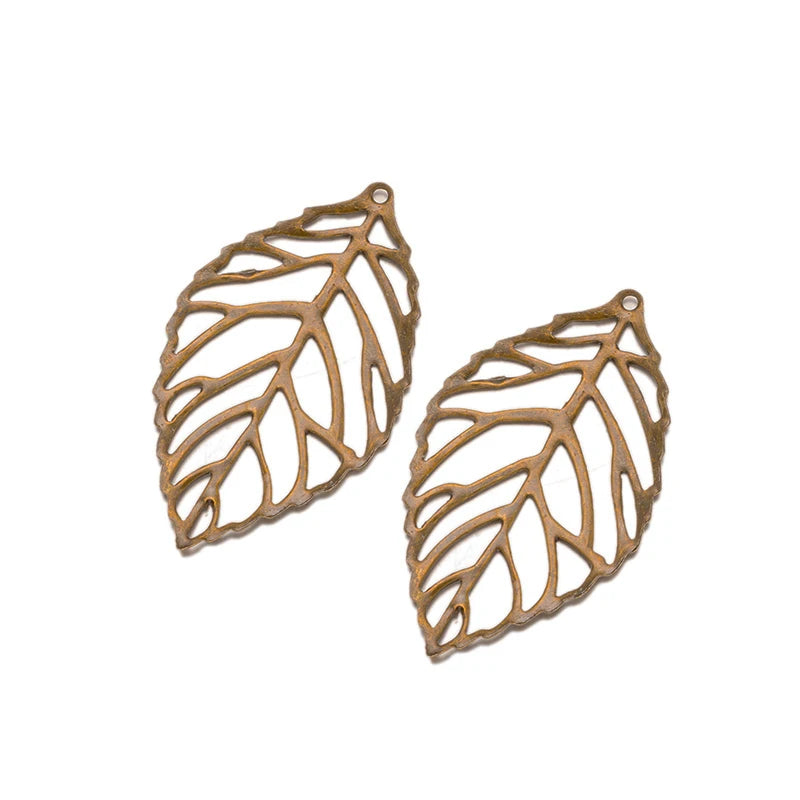 50pcs 3 Size Hollow Gold Tree Leaf Charms Pendants Beads for DIY Necklace Bracelet Jewelry Making Findings Oasis Select Antique Bronze 20x35mm