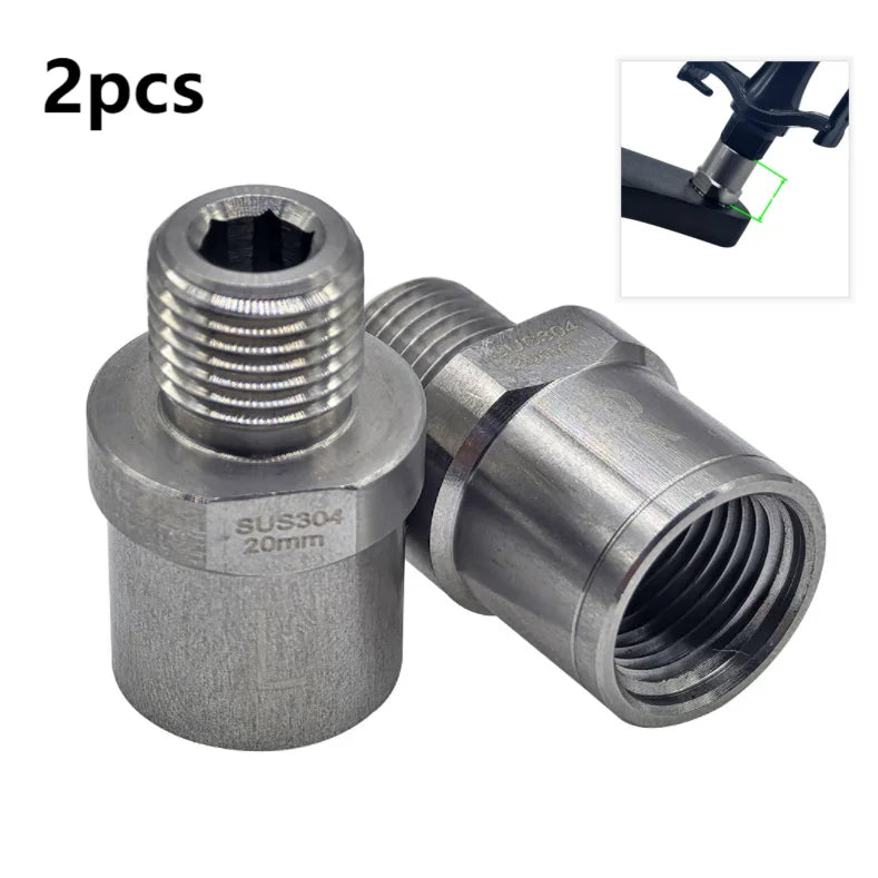 1 Pair Bicycle Pedal Adapters Bike Pedal Parts Fit 9/16 Inch Pedals For 1/2 Inch Cranks Stainless Steel For Cycling Accessories Oasis Select