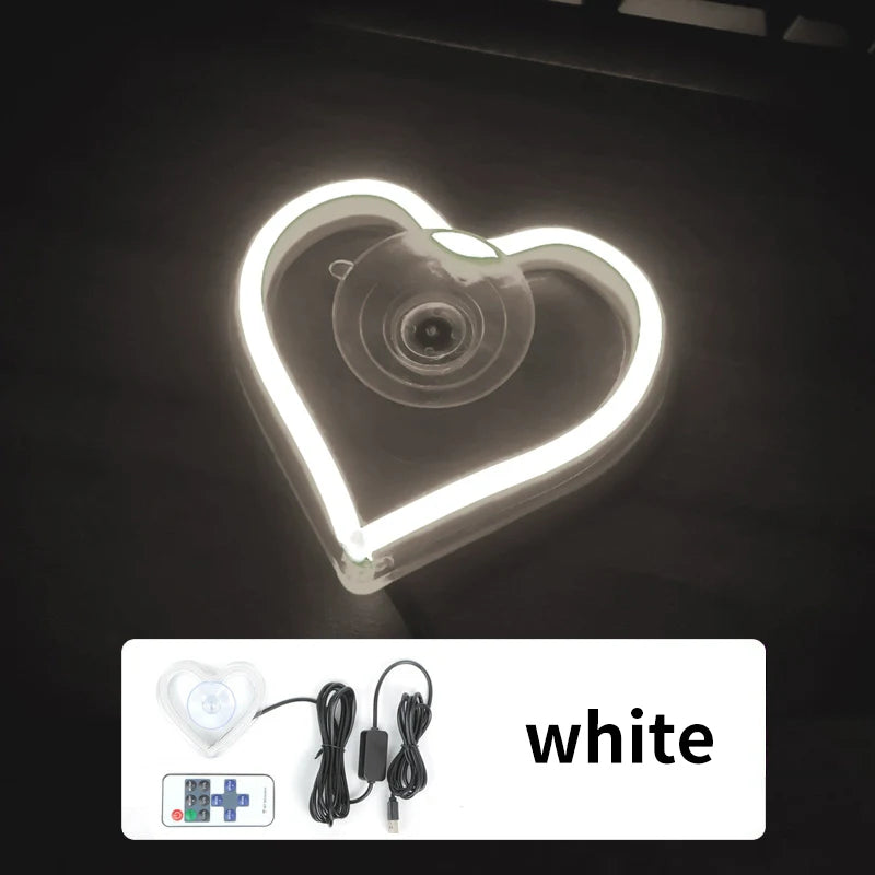 Heart LED Car Window Neon Light | USB & Remote Control