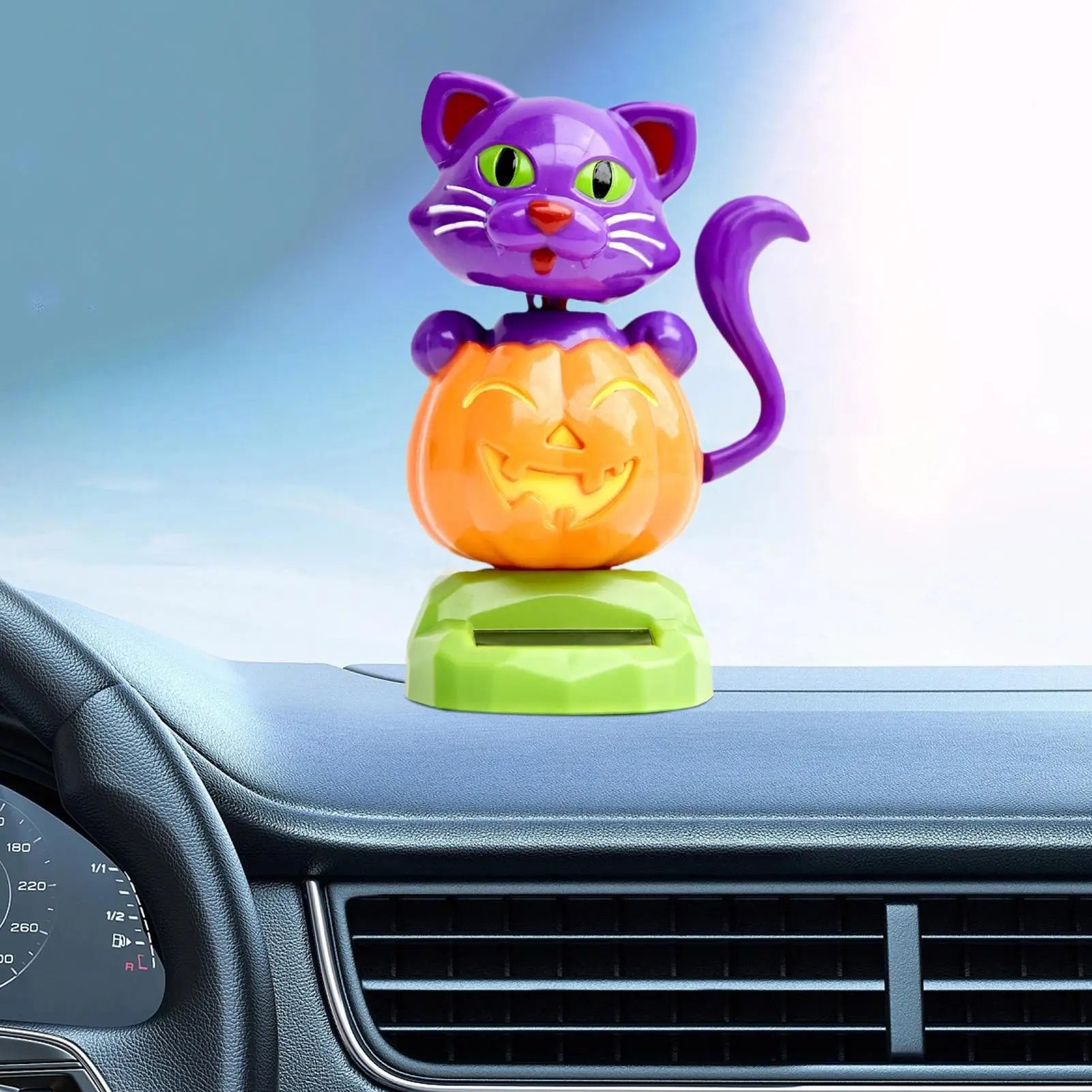 Solar Dancing Dolls Solar Powered Shaking Head Dancing Pumpkin Cat Car Ornament Automotive Interior Decoration Statue for Car Oasis Select