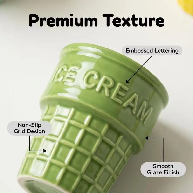 Colorful Ceramic Ice Cream Cups Dessert Coffee Mug With Waffle Cone Design Cute Aesthetic For Home Cafe Afternoon Tea Party Use Oasis Select