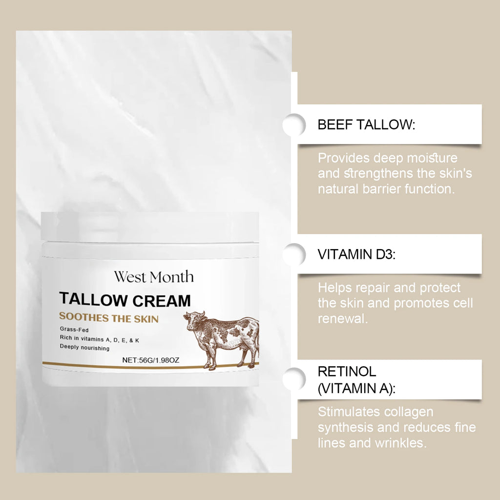 Tallow Face Cream Fade Fine Lines Lifting Firming Hydrating Smoothing Brighten Moisturizing Nourishing Balm Skin Care Oasis Select