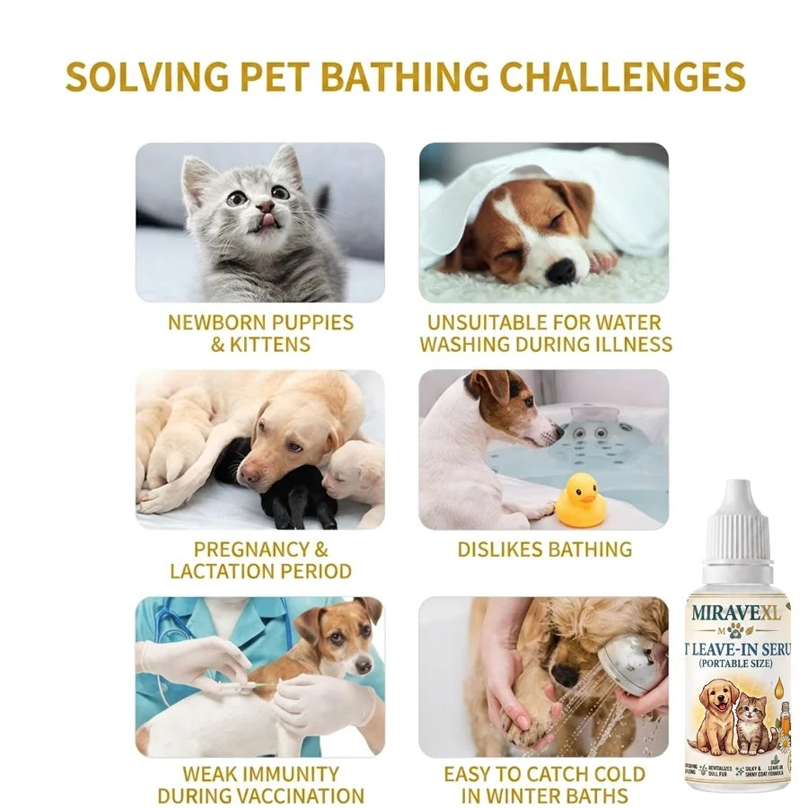 20ML Dog Cat Waterless Cleansing Serum Pet Leave-in Essence Deodorant Dry Shampoo Coat Grooming Conditioner Bath Supplies Oasis Select