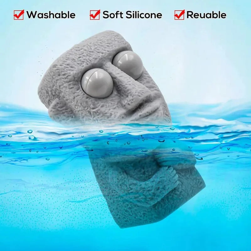 1Pcs Stone Man Releases Stress Toy Slowly Rebounds Soft Moai Statue Squeeze Eyes Interested Expression Relaxes Stress Oasis Select