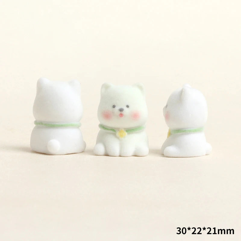 Cute Flocked Puppy Figurine | Mini Resin Dog Desk & Car Ornament