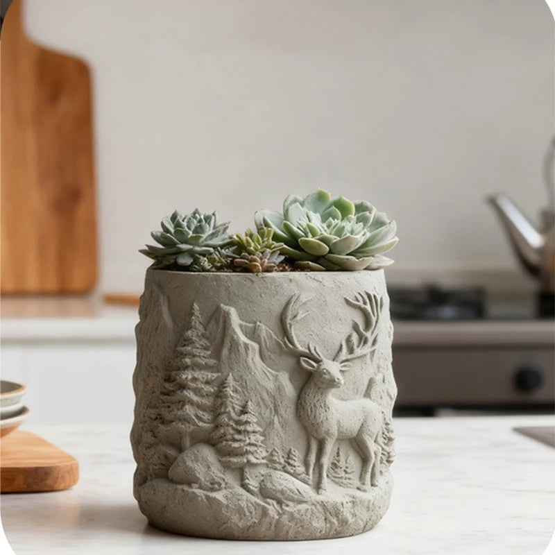 Deer Flowerpot Gypsum Cup Mold Aromatherapy Candle Cup Silicone Mold DIY Drip Storage Cup Mold Oasis Select