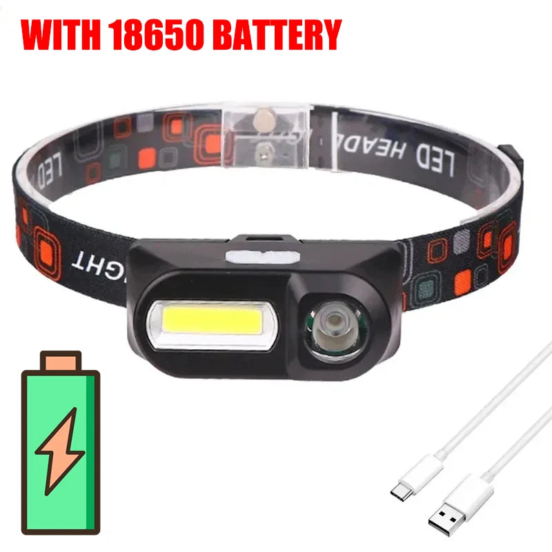 Powerful LED Induction Headlamp Use18650 Rechargeable battery Headlight Aluminium Outdoor camping Lamp High Lumen Head Torch Oasis Select with 18650 battery