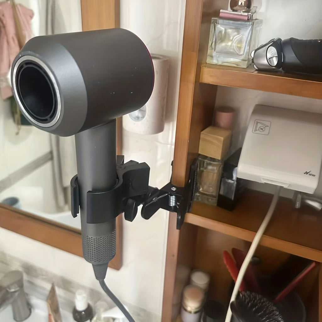 Clip-on Hair Dryer Holder Heavy-duty Metal Wall Mount Bracket Hands-free Storage Stand for Bathroom Bathroom Accessories Oasis Select