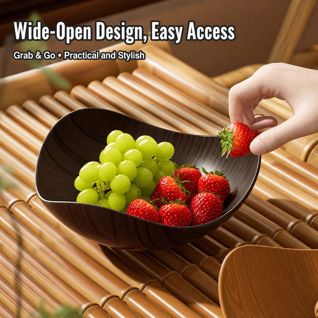 Triangular Fruit Bowl | Retro Wood Grain Snack Serving Platter