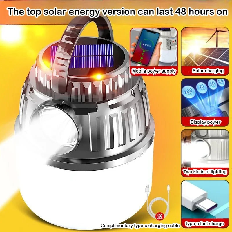 Solar Charging Light Outdoor Multi-functional Camping Light Power Outage Emergency Lighting LED Light Flashlight Oasis Select