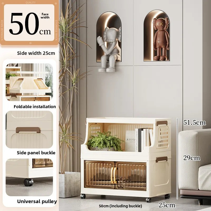 40-50-60 transparent household living room multi-layer mobile snack locker storage folding rack locker Oasis Select 50CM 1 plus 1
