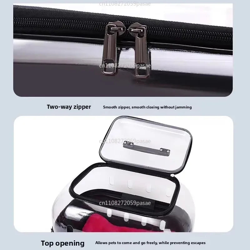 Fashion Transparent Cat Cage Large Capacity Pet Suitcase Breathable Cat Carriers Pull Rod/Handheld Dual Use Cat Transport Cart Oasis Select