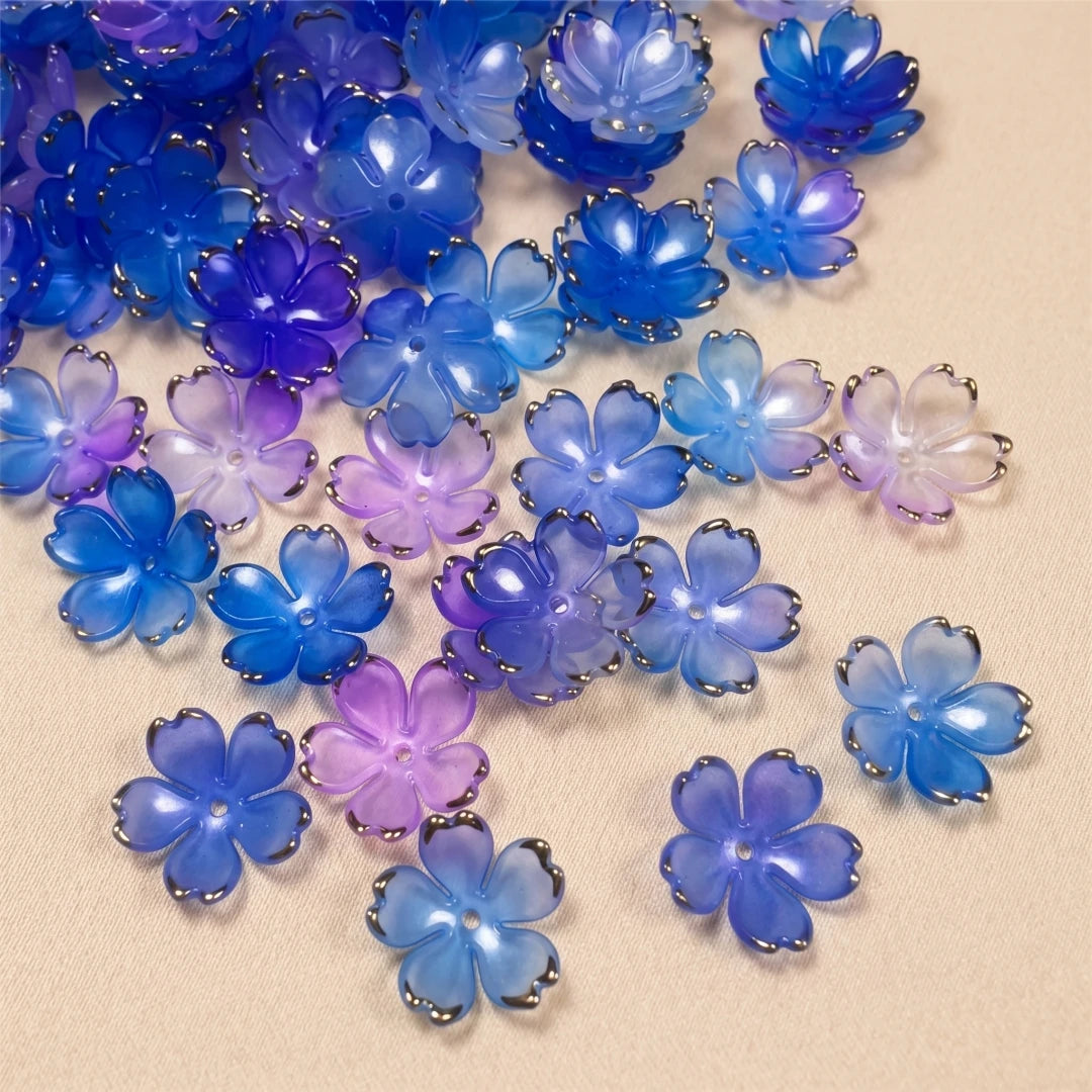 50pcs Colorful Cherry Blossom Beads 5-Petal Acrylic Flower Beads Mini Spacer Beads Hair Charms Christmas for Bracelets Earring Oasis Select 9
