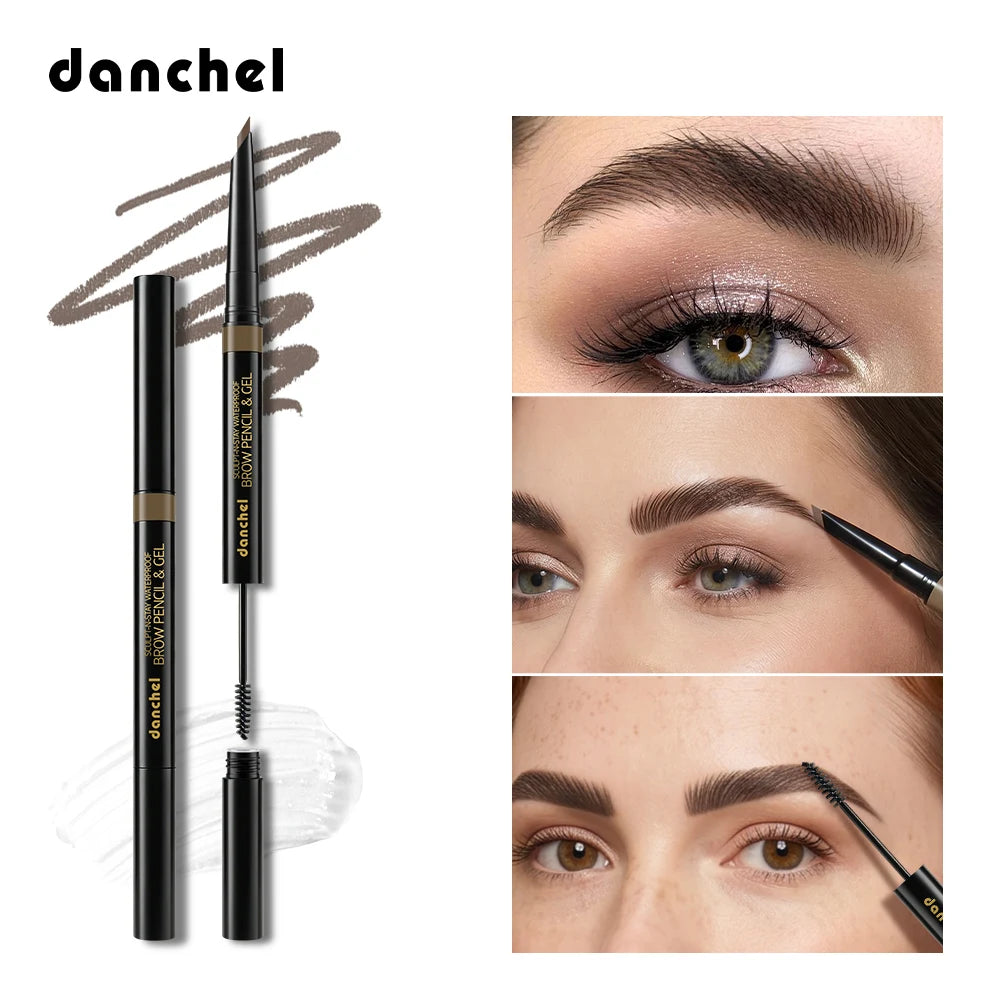 2-in-1 Eyebrow Pencil & Gel Quick Drying Transparent Eyebrow Gel Waterproof Long Lasting Strong-hold Dual-ended Eyebrow Pencil Oasis Select