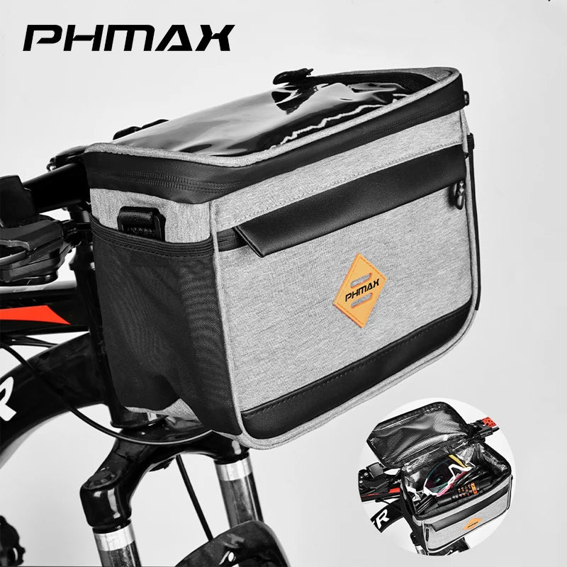 PHMAX Bicycle Chartered Front Bag, Large Capacity Waterproof Fresh Bag, Touch Screen Cycling Phone Bag Messenger Bag Oasis Select