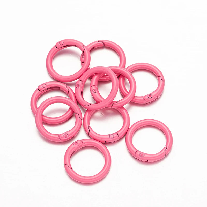 5pcs 20/25/28/33mm Metal O Ring Spring Clasps Round Carabiner Keychain Bag Clips Hook Buckles Connector For DIY Jewelry Making Oasis Select Dark Pink Outer Size 25mm