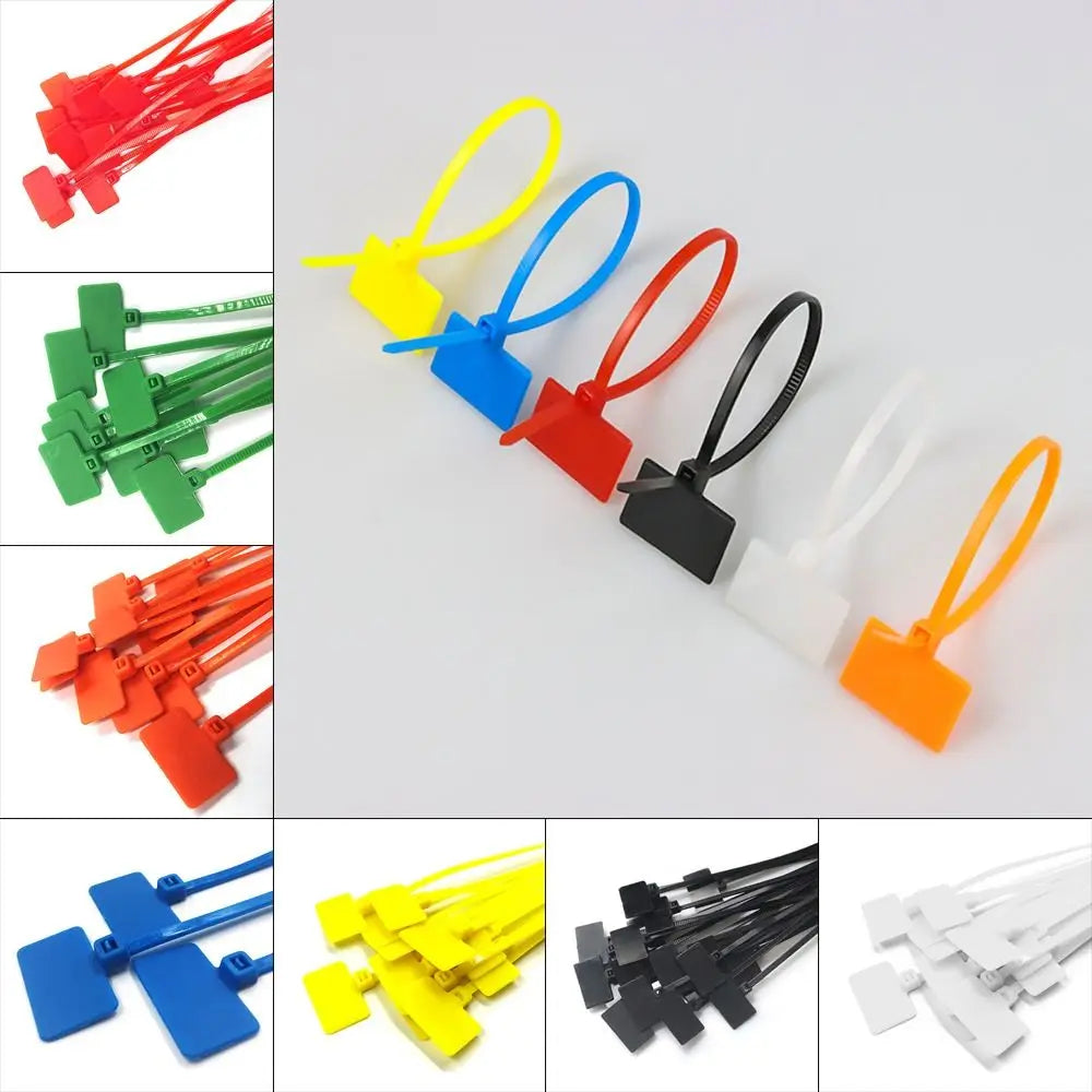 100pcs Plastic Loop Ties Markers Cable Easy Mark Nylon Cable Ties Tag Labels Tag Self-locking Zip Ties Oasis Select