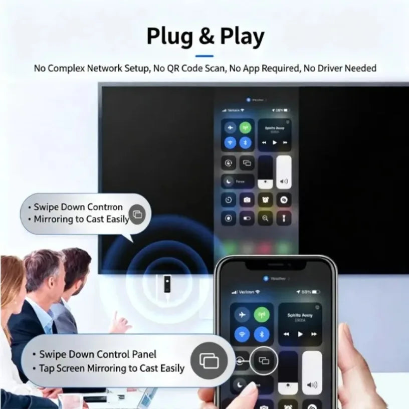 5G Low Latency Screen Mirroring Dongle No Delay Wireless Display Adapter HDMI-Compatible TV Stick for Gaming iOS Android Mac Oasis Select