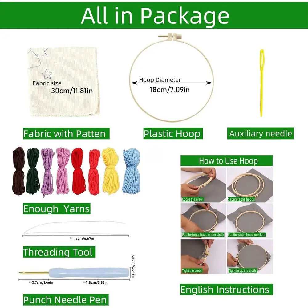 Punch Needle Kit Stitching Sheep Pattern Punch Embroidery Kit Arts and Crafts with Threader Instruction Fabric Hoop Yarn Oasis Select Other